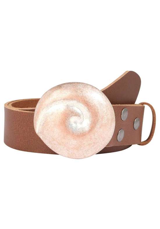 Кожаный ремень со сменной застежкой. Muschel Rund Rosé