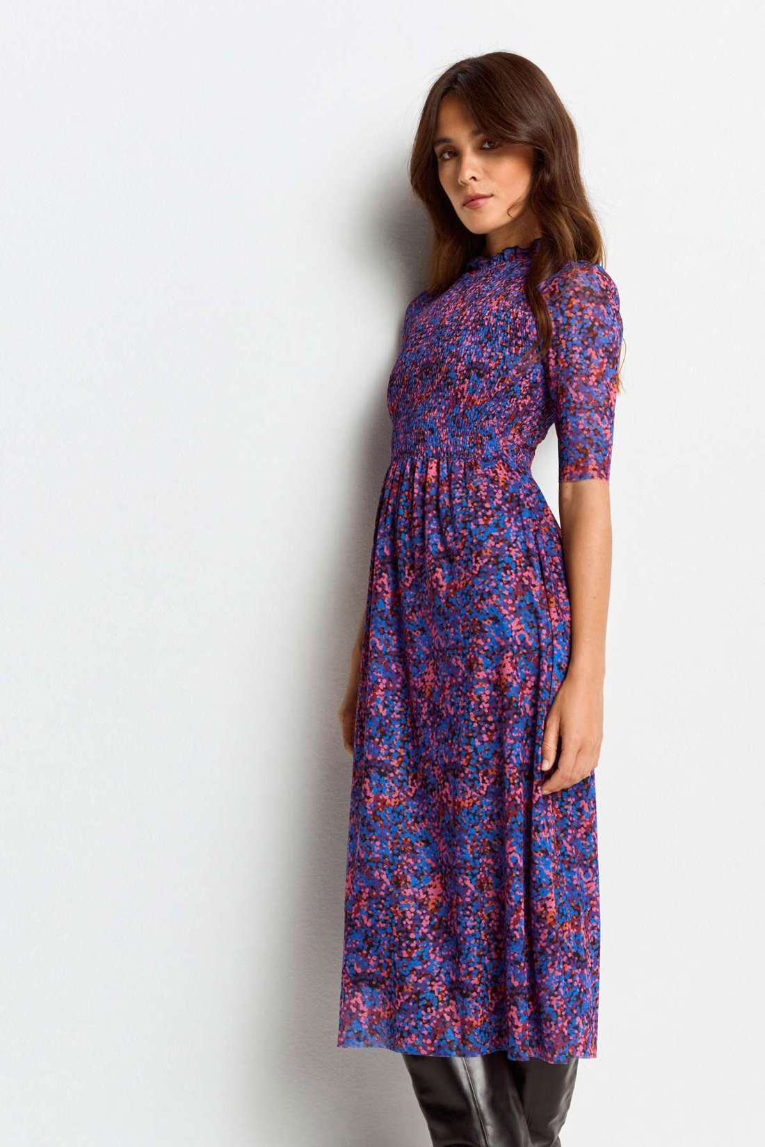 Платье-блузка Smocked mesh dress recycled