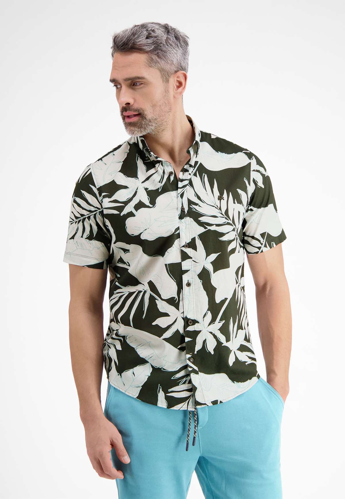 Рубашка с коротким рукавом LERROS Halbarmhemd mit floralem Print