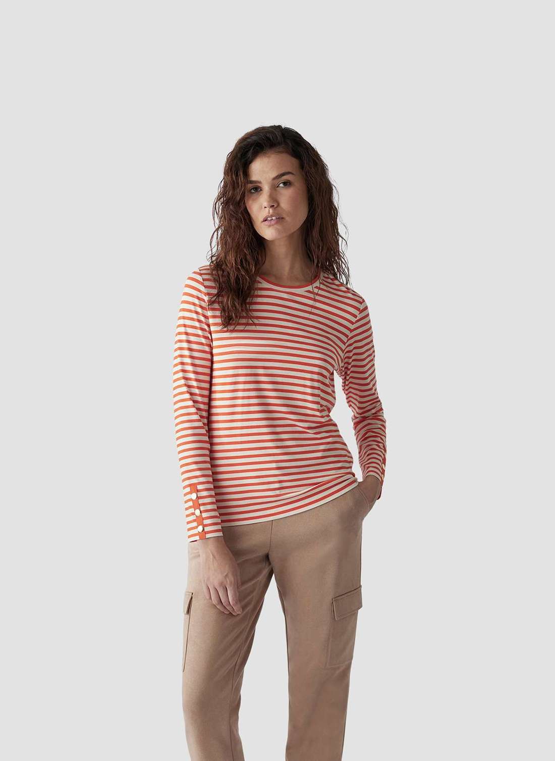 Рубашка с принтом Langarmshirt mit Streifen für den modernen Touch