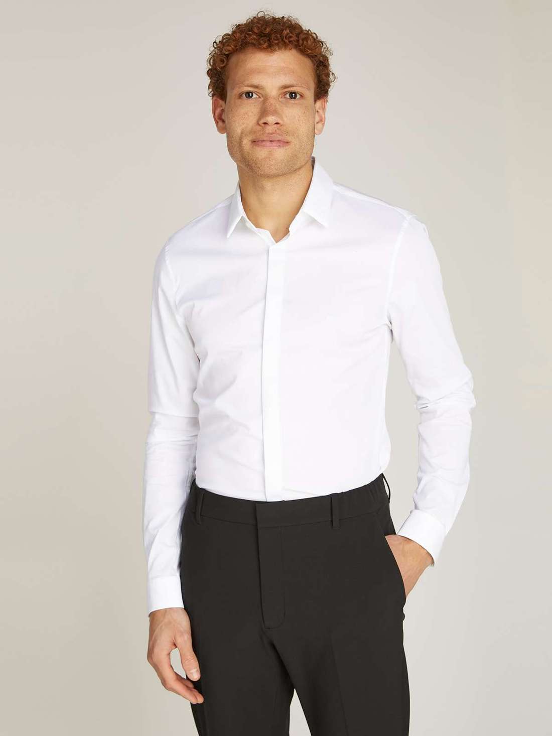 Рубашка с длинными рукавами и вышивкой логотипа POPLIN HP EXTRA SLIM SHIRT