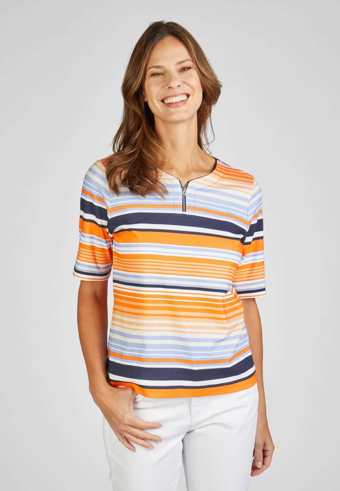 Рубашка с принтом T-Shirt mit Reißverschluss