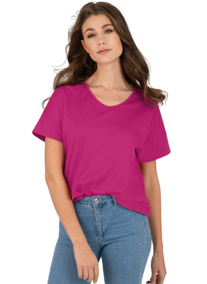 футболка TRIGEMA Oversized T-Shirt mit V-Ausschnitt
