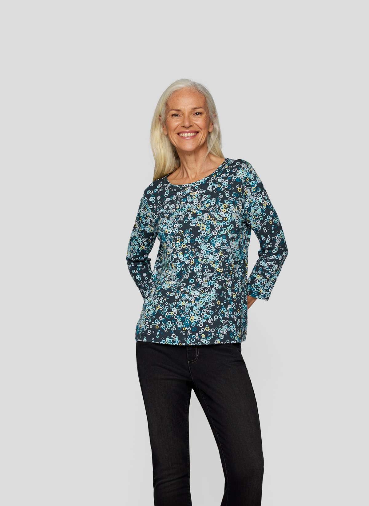 Рубашка с принтом Stylisches 3/4-Arm Shirt mit Kreis-Print