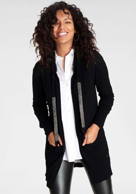 Кардиган с капюшоном и блестящими лентами