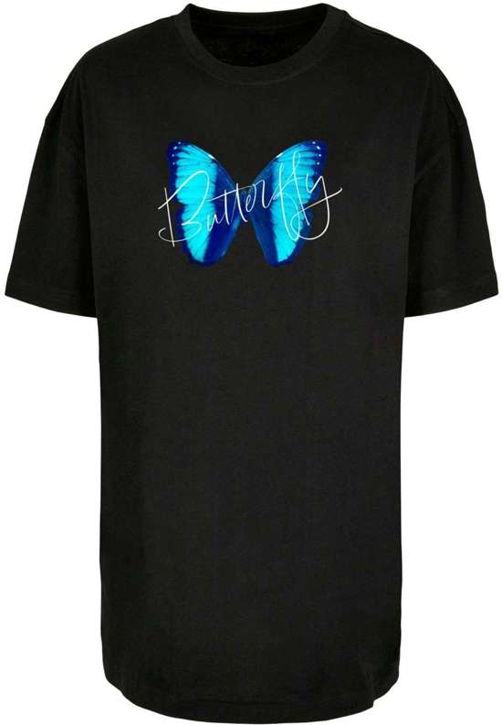 футболка Damen Ladies Butterfly Blue Oversized Boyfriend Tee