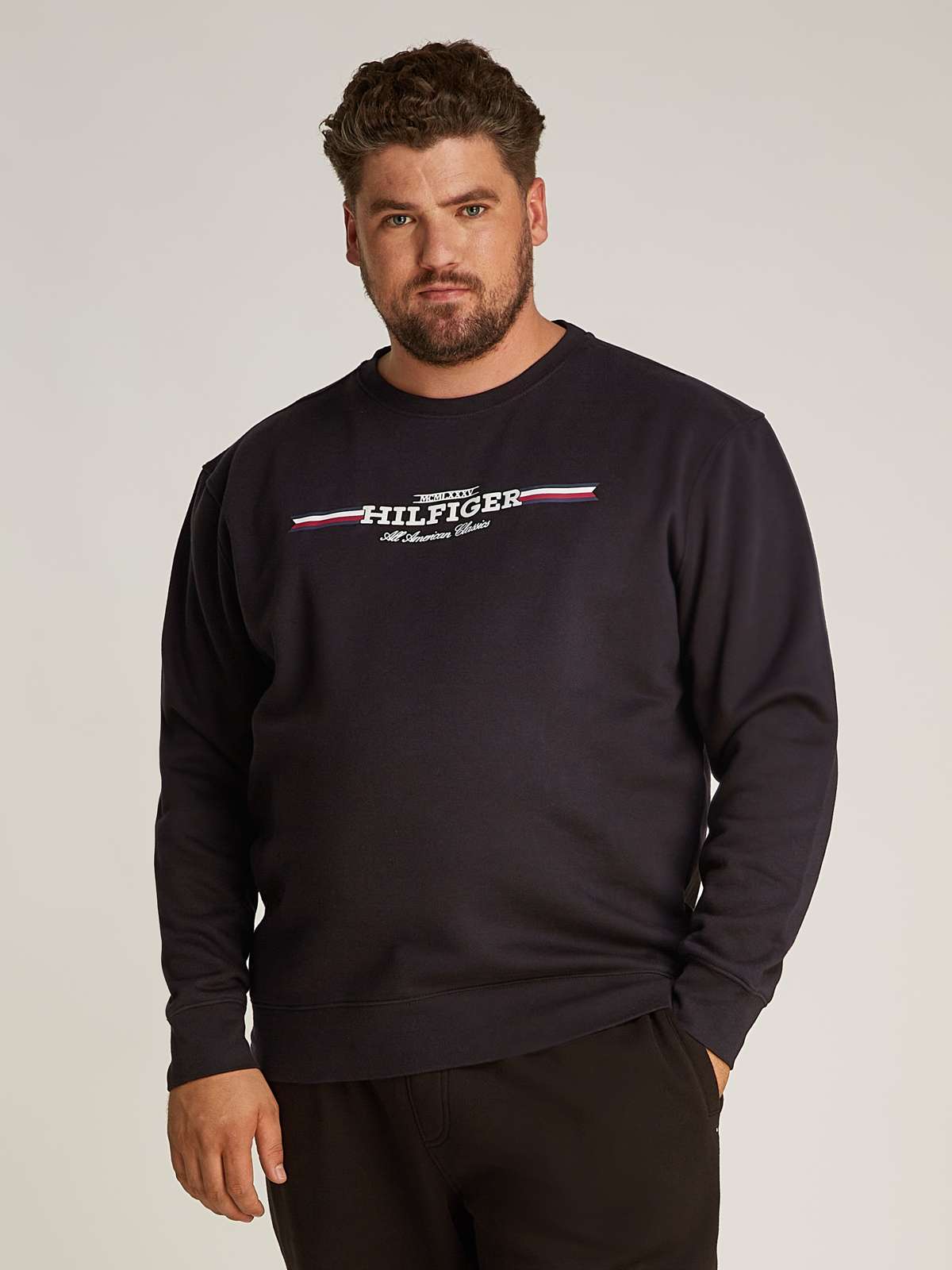 Толстовка больших размеров BT-HILFIGER STRIPE SWEATSHIRT-B