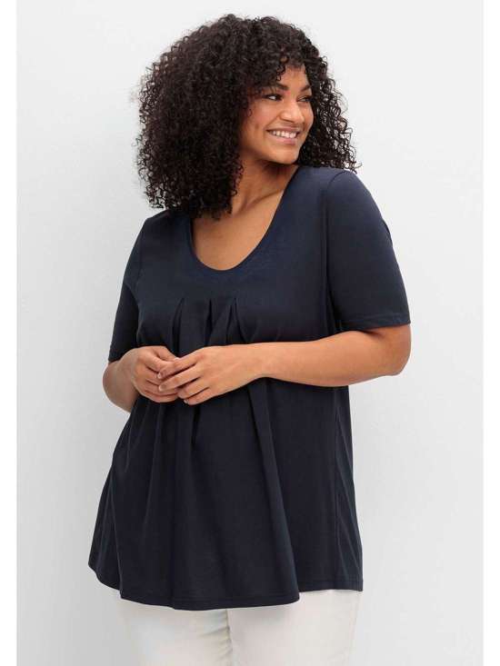 Футболка А-силуэта со складками на горловине Große Größen