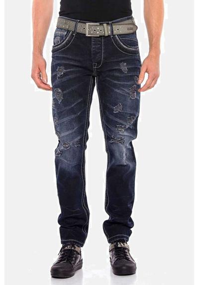 Джинсы прямого кроя с повседневными рваными элементами Jeans
