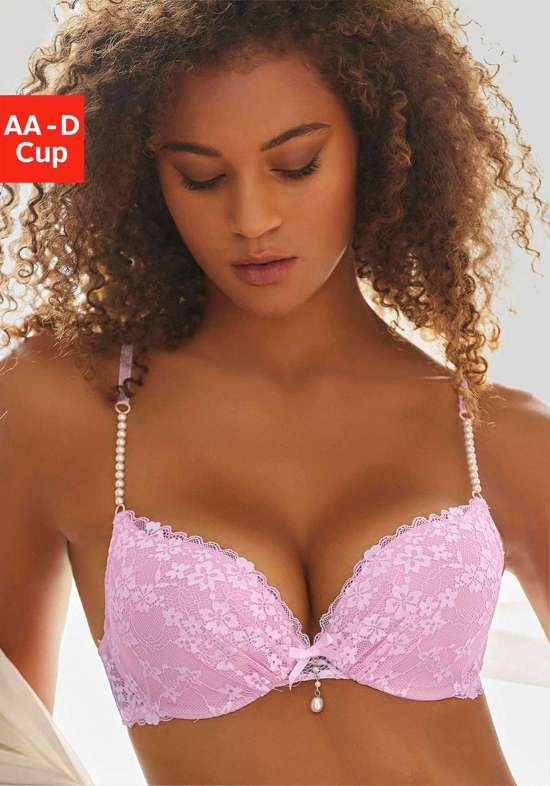 Бюстгальтер пуш-ап с уникальными деталями из искусственного жемчуга.