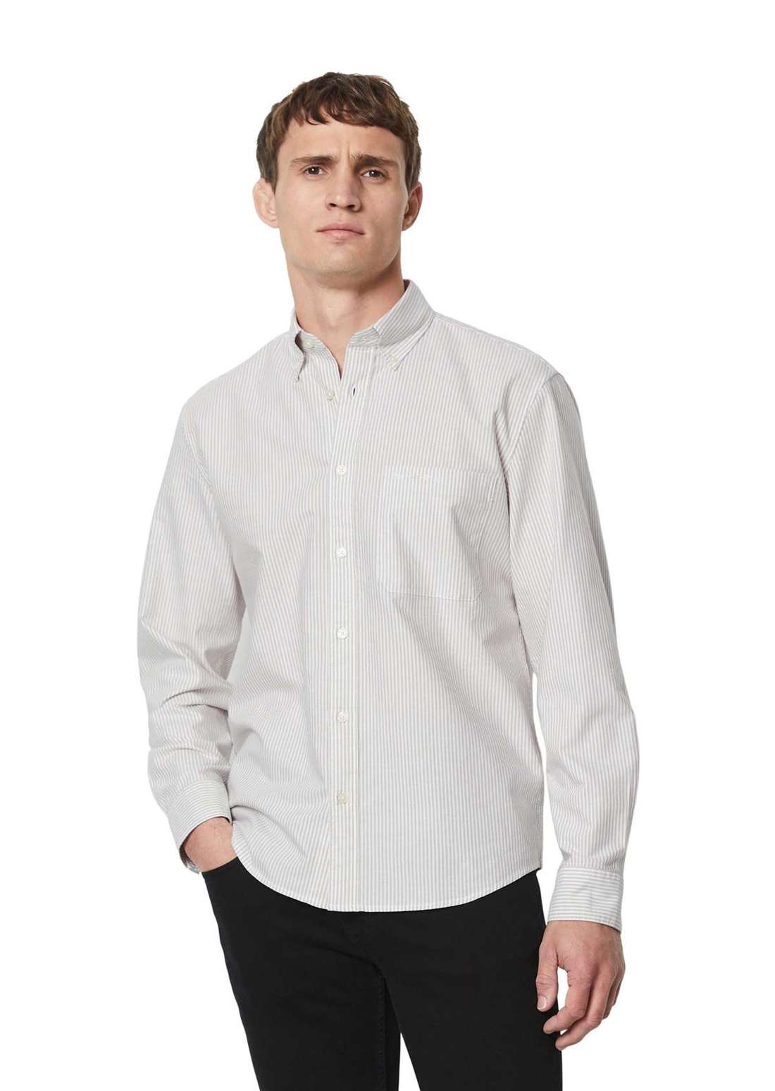 Рубашка с длинным рукавом aus gestreifter Bio-Baumwoll-Qualität