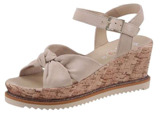 Босоножки на танкетке с блестящей окантовкой подошвы PARMA