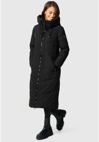 Зимняя куртка-стеганое пальто с большим капюшоном.