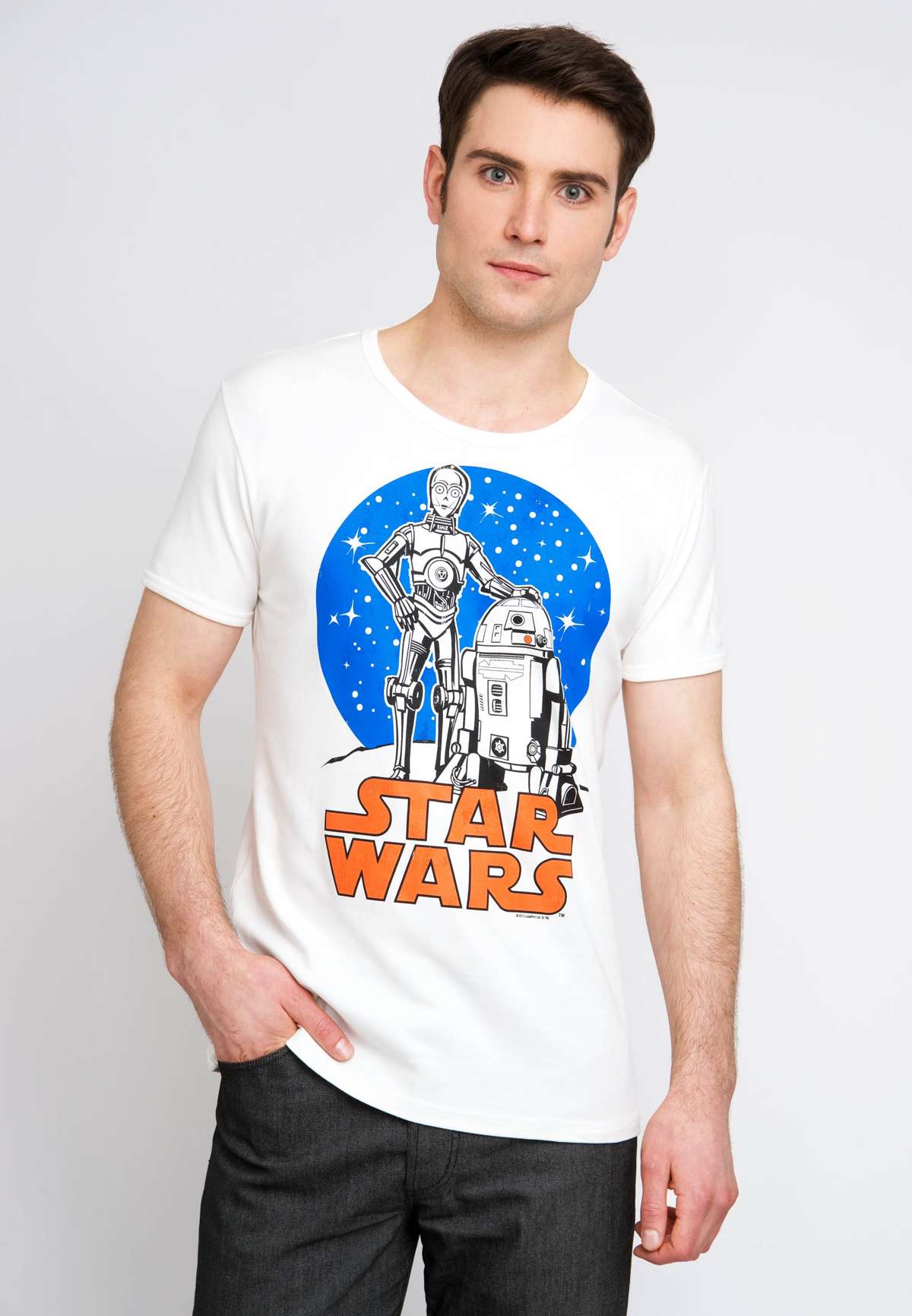 Футболка с лицензионным оригинальным дизайном C-3PO & R2-D2