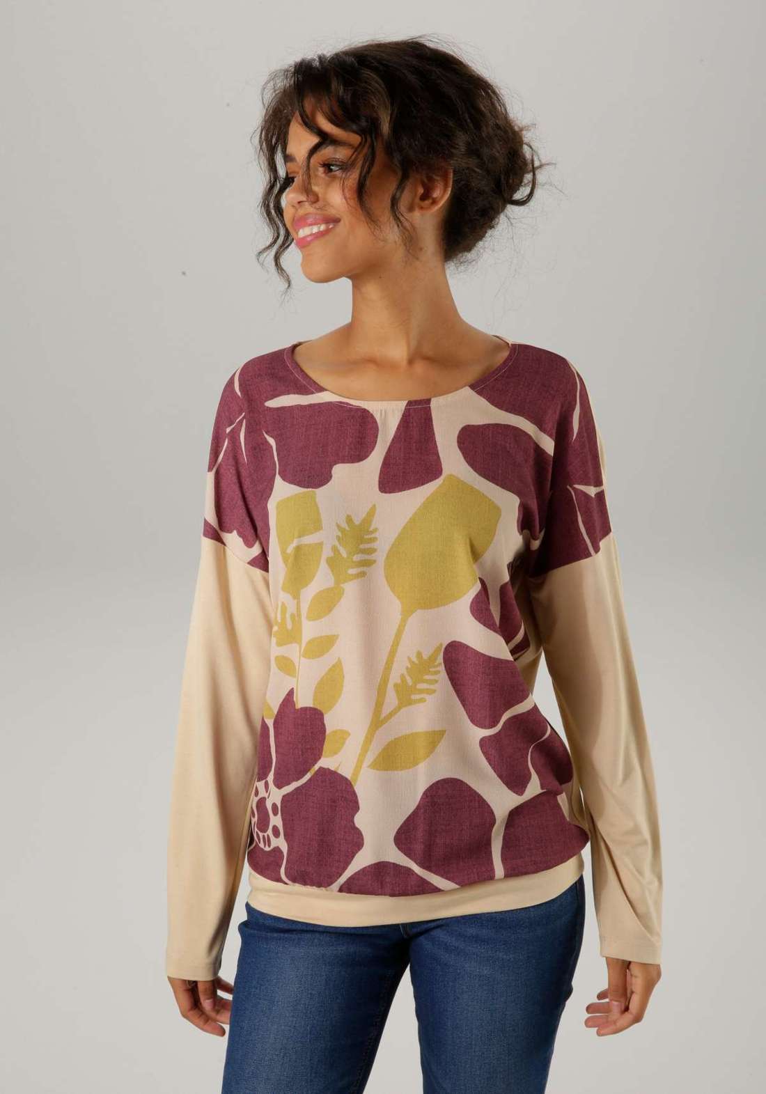 Блуза-рубашка с графичным цветочным принтом