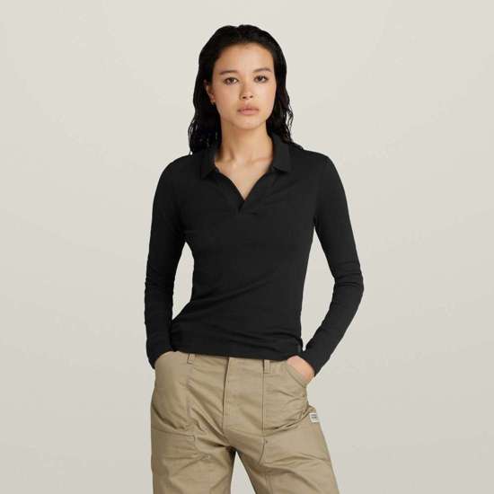 Рубашка поло с длинными рукавами Ribbed Slim Polo