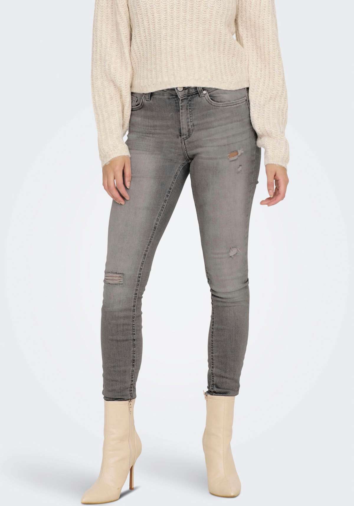 Джинсы скинни с эффектом потертости ONLBLUSH MID SK AK RW DST DNM REA724NOOS