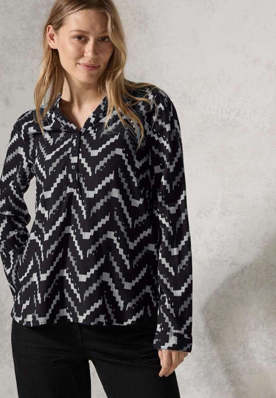 Блузка с длинными рукавами и графическим узором