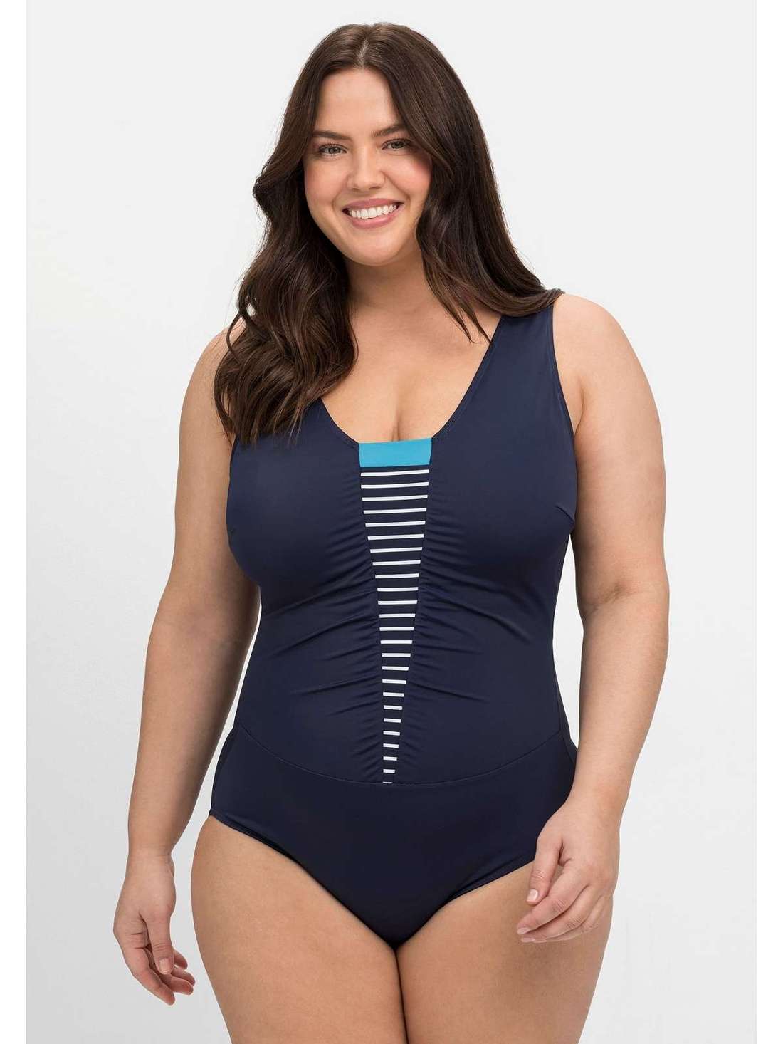 Купальник с рюшами и контрастной вставкой Große Größen