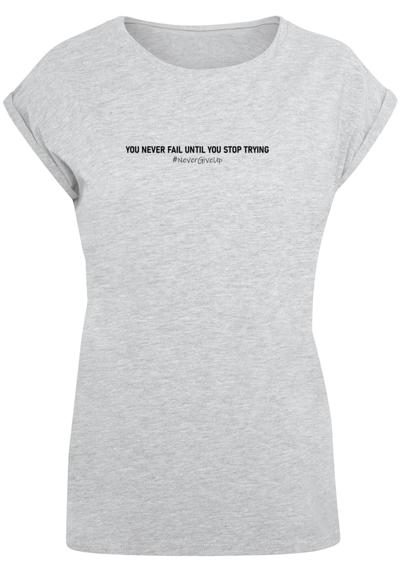 футболка Damen Ladies Never Give Up Extended Shoulder Tee