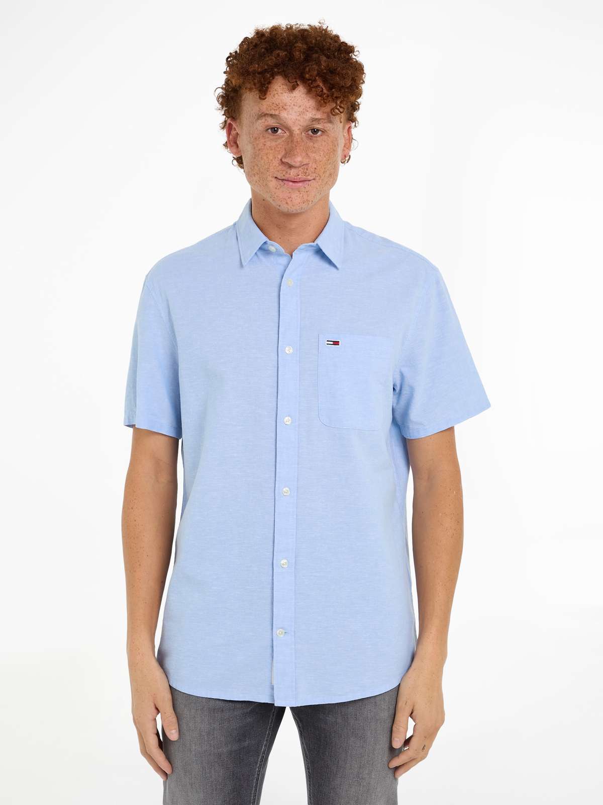 Рубашка с короткими рукавами и вышивкой логотипа TJM REG LINEN BLEND SS SHIRT