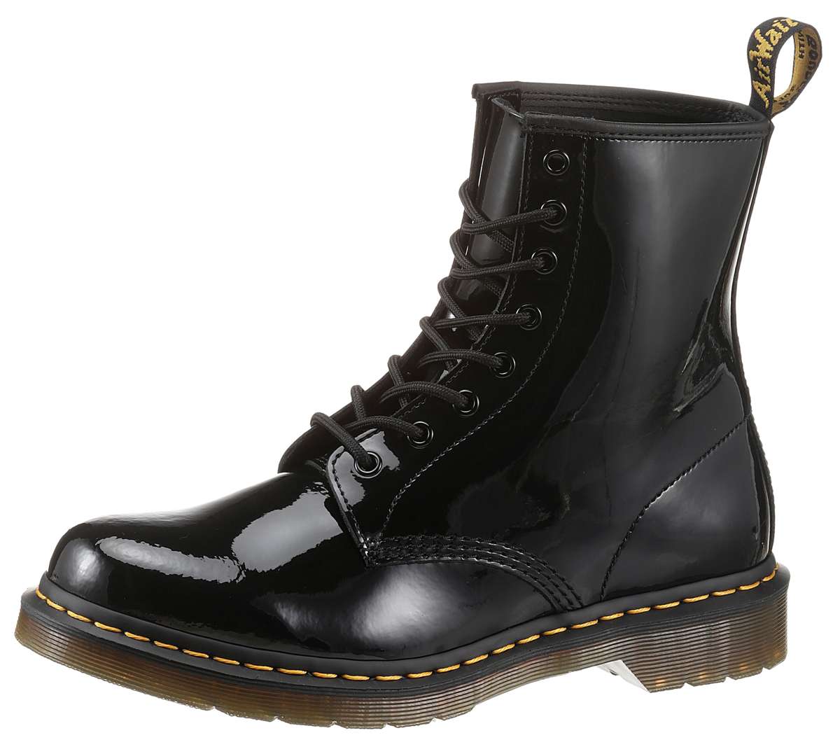 Блестящие ботинки на шнуровке – узкая форма. 1460 W Patent Lamper 8 Eye Boot