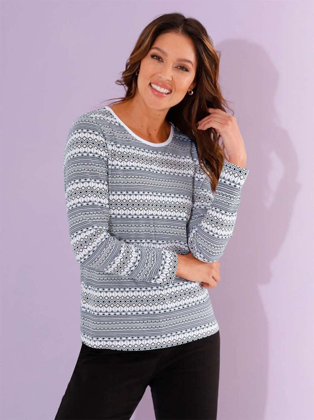 рубашка с круглым вырезом Langarm-Shirt