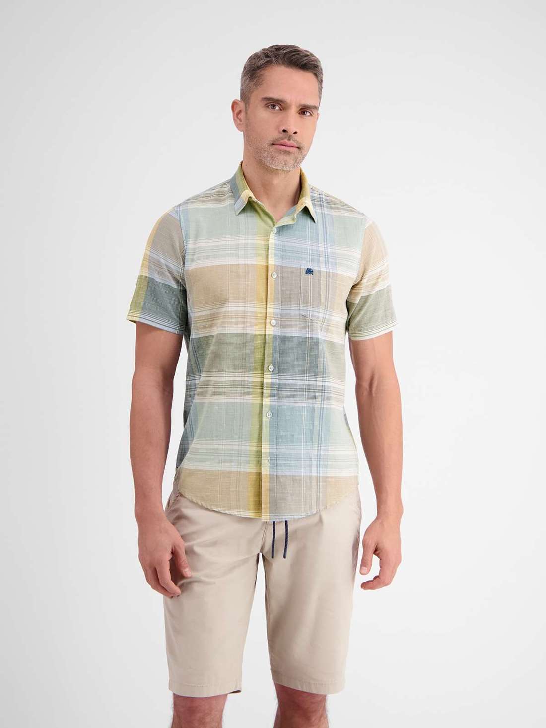 Рубашка с коротким рукавом LERROS Herren Kurzarmhemd mit großem Karo