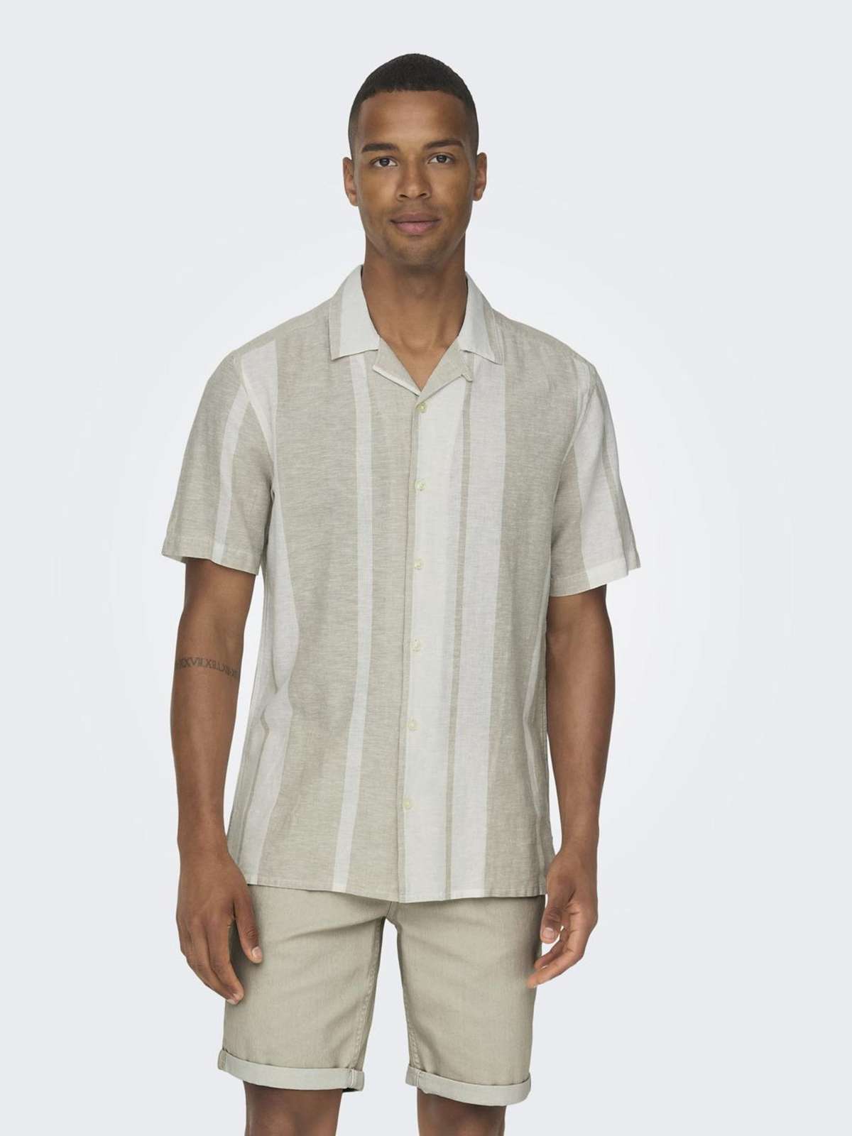 Рубашка с коротким рукавом ONSCAIDEN SS STRIPE LINEN RESORT NOOS