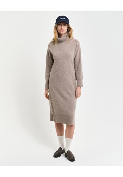 Платье миди с водолазкой HERRINGBONE DETAIL ROLLNECK DRESS