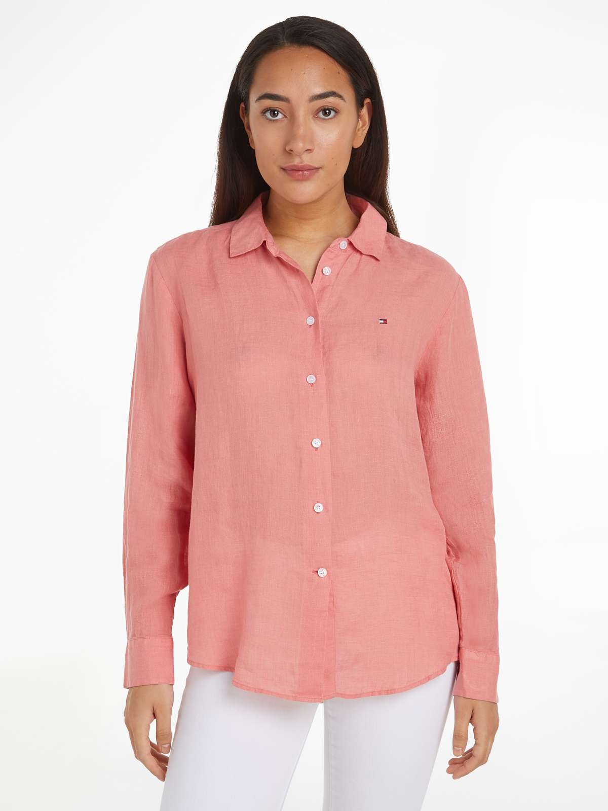 Блузка-рубашка с вышитым логотипом на груди