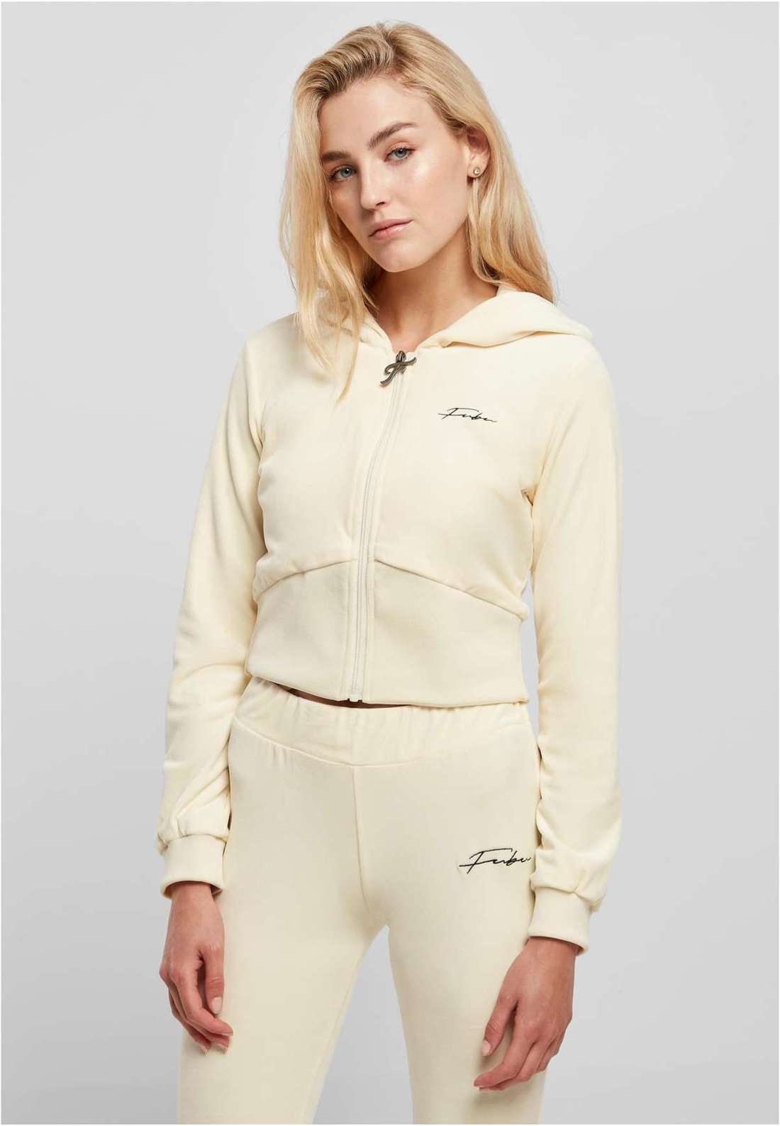 Толстовка с капюшоном Damen FW224-020-1 Signature Velours Zip Hoodie offwhite