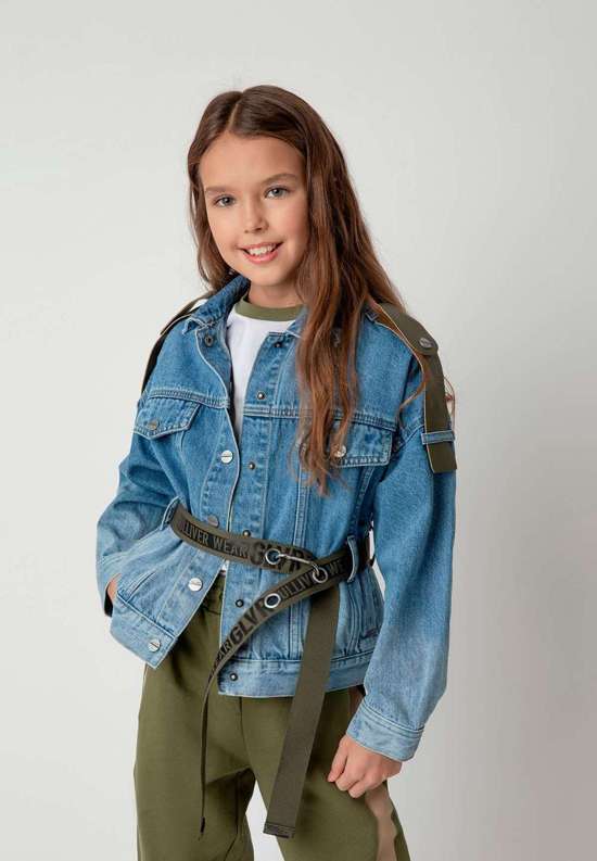 Джинсовая куртка с поясом