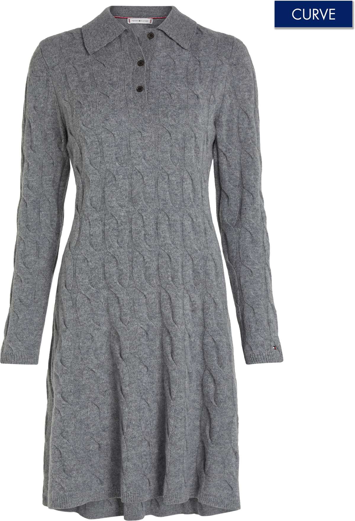 Трикотажное платье больших размеров. CRV SOFT WOOL CABLE POLO SWT DRS
