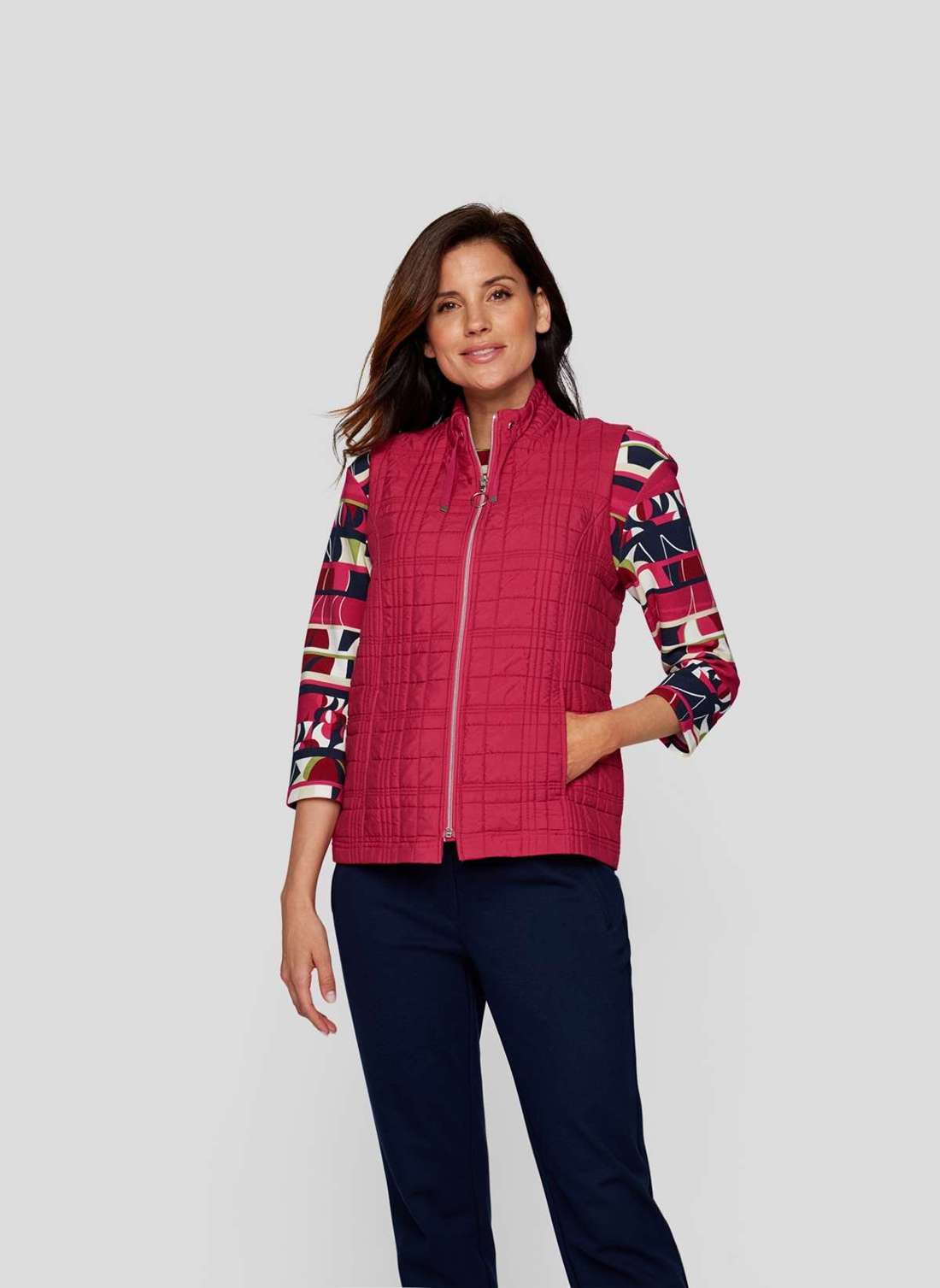 Стеганый жилет Damen Steppweste mit Stehkragen und Reißverschluss