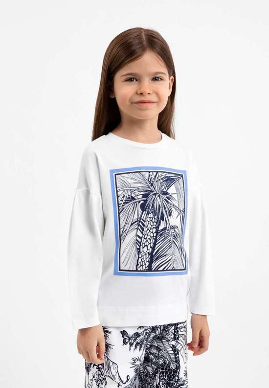 Рубашка с длинными рукавами и великолепным принтом спереди