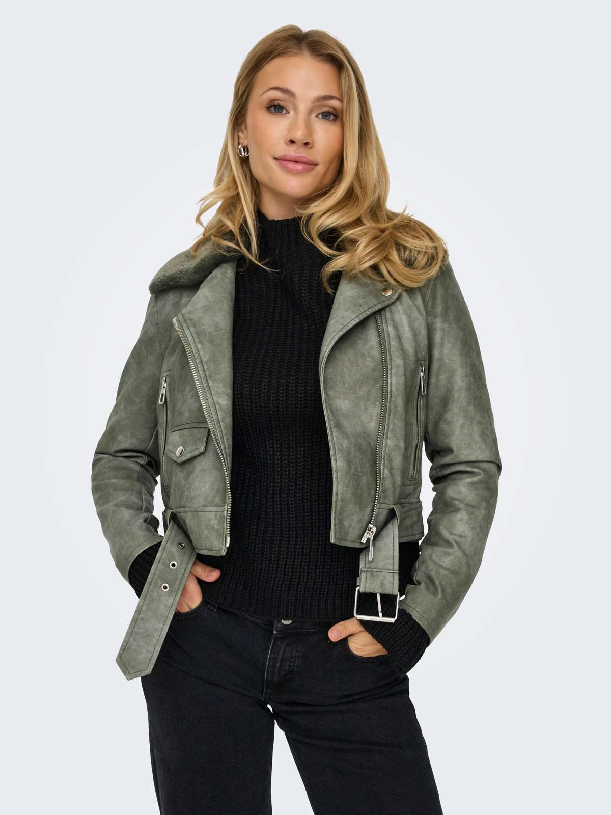 Куртка из искусственной кожи ONLMACY WASHED BIKER CC OTW