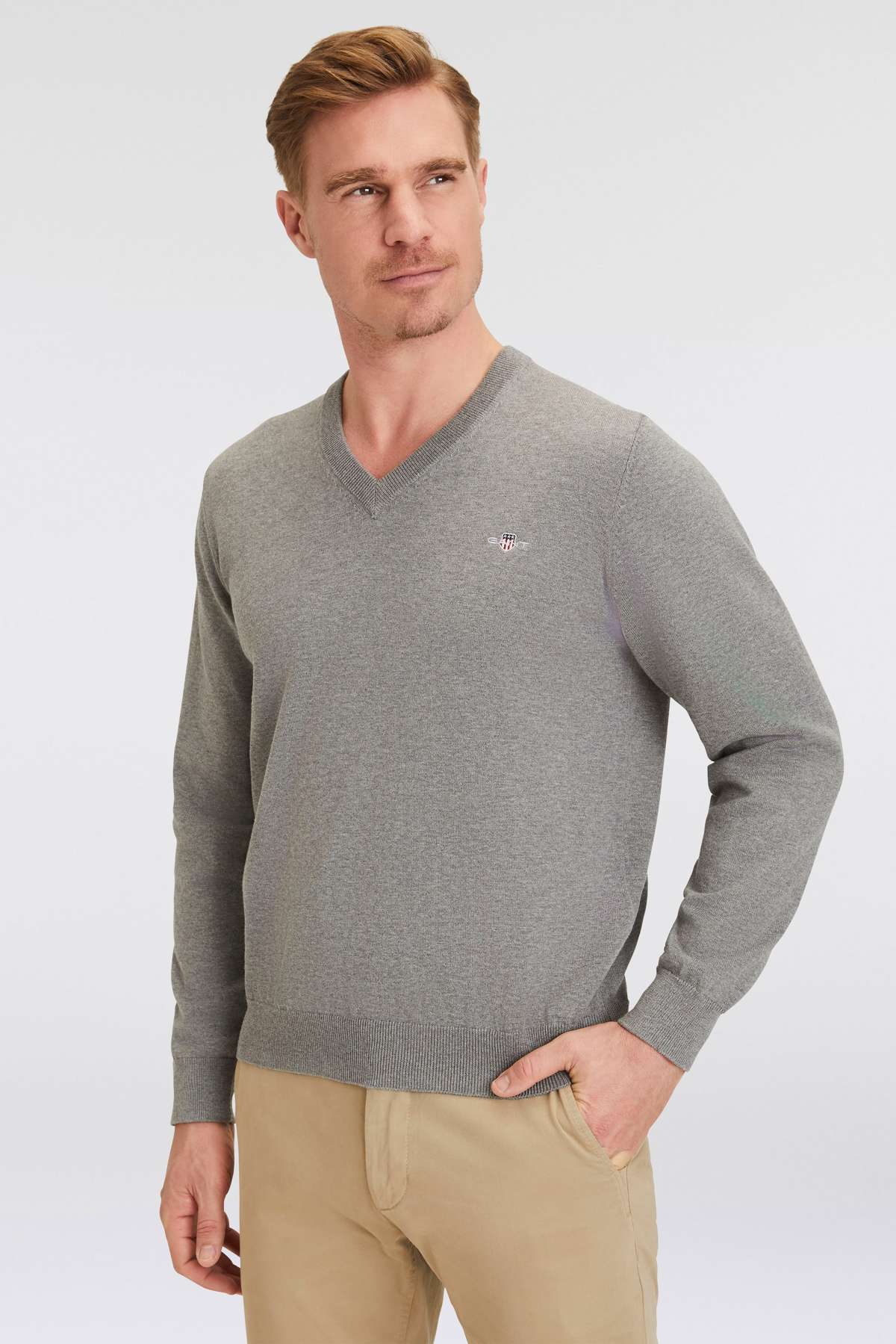 свитер с V-образным вырезом Classic Cotton V-Neck