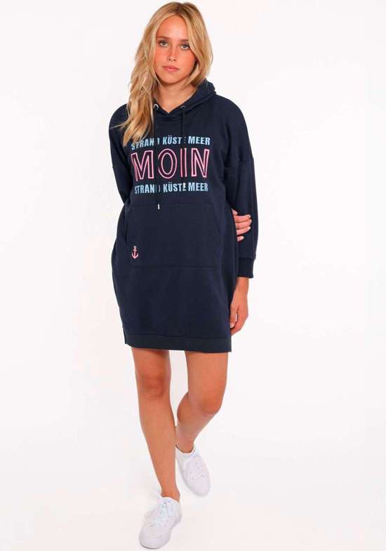 Платье-свитшот с капюшоном и мотивом спереди "Beach Coast Sea" "Strand Küste Meer"