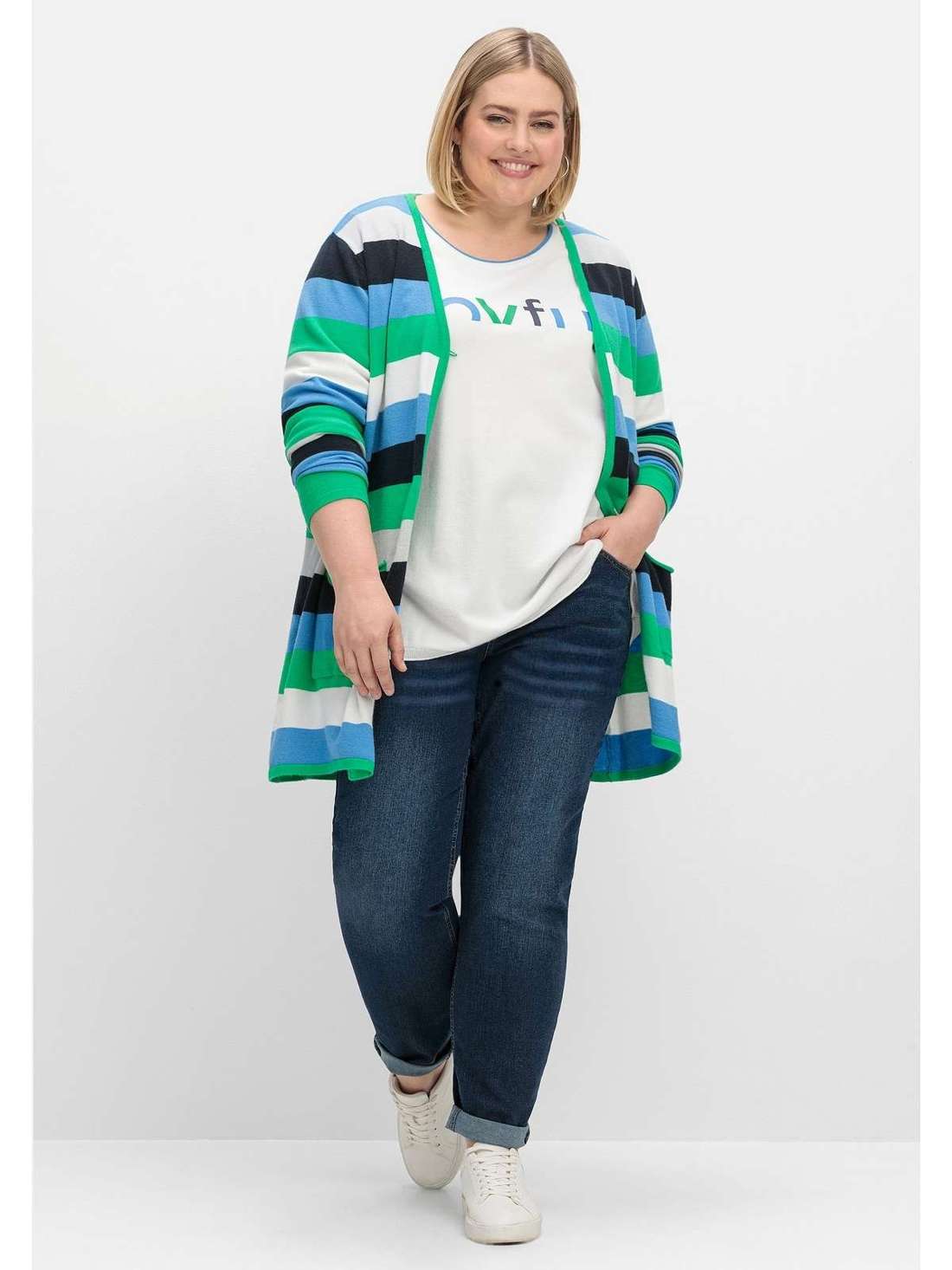 Джинсы-стрейч с широким поясом с завышенной талией. Große Größen