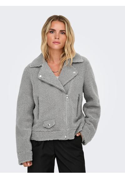 Байкерская куртка в байкерском стиле из уютного плюша тедди. ONLRIO TEDDY BIKER JACKET CC OTW