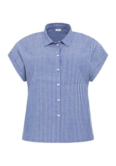 Блуза-рубашка из смеси льна с планкой на пуговицах, льняная блузка, блузка с коротким рукавом