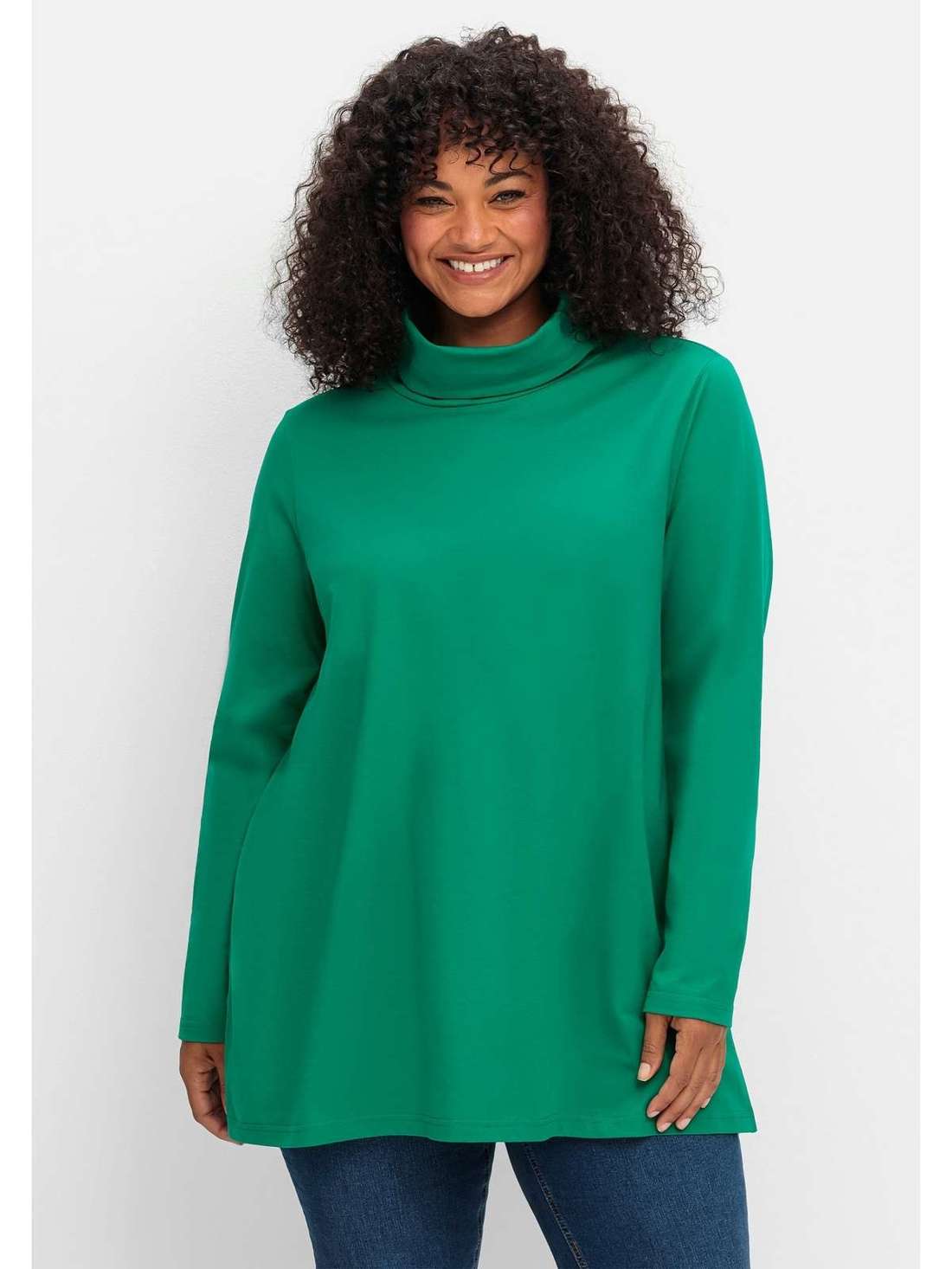 Рубашка-водолазка светлого А-силуэта Große Größen