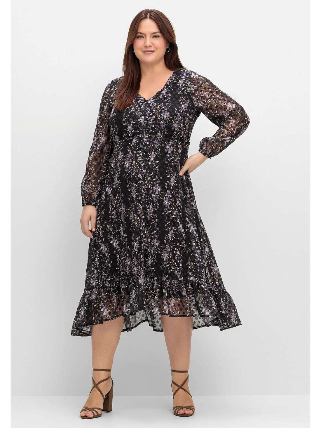 Платье-макси в миксе узоров Große Größen