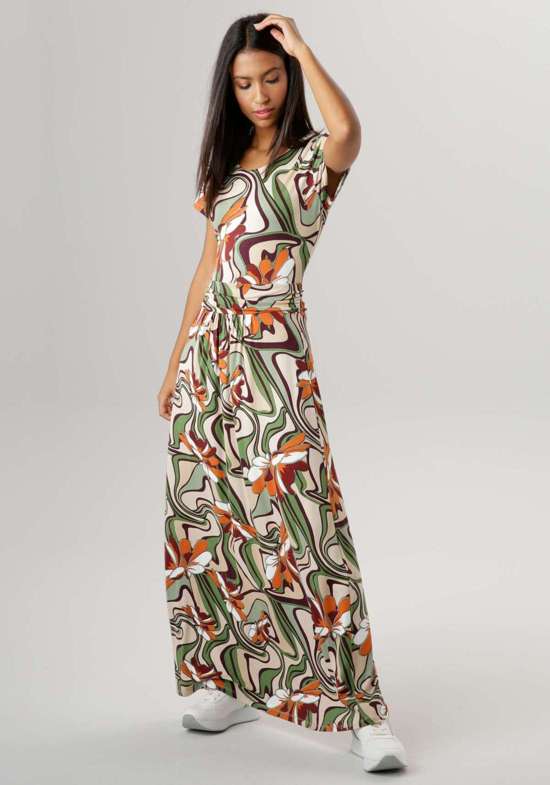 Платье макси со складками на талии