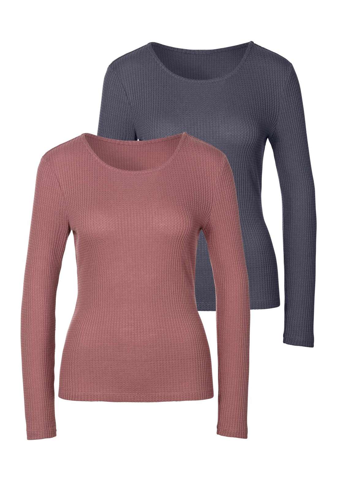 Рубашка с длинным рукавом in modischer Piqué-Optik