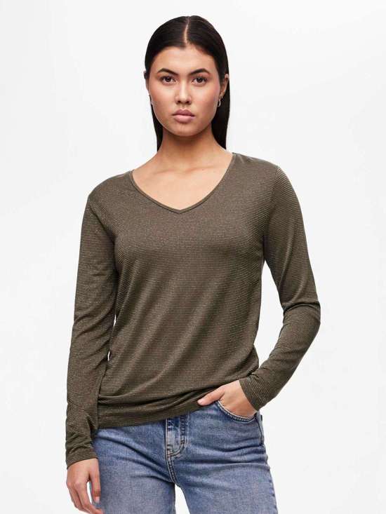 V-образная рубашка PCBILLO LS V-NECK LUREX STRIPES NOOS