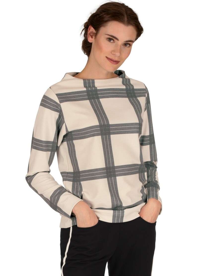 толстовка TRIGEMA Stehkragen Pullover mit Karo-Muster