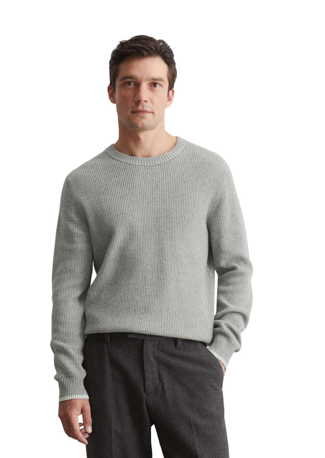 Свитер с круглым вырезом aus softem Baumwolle-Schurwolle-Mix