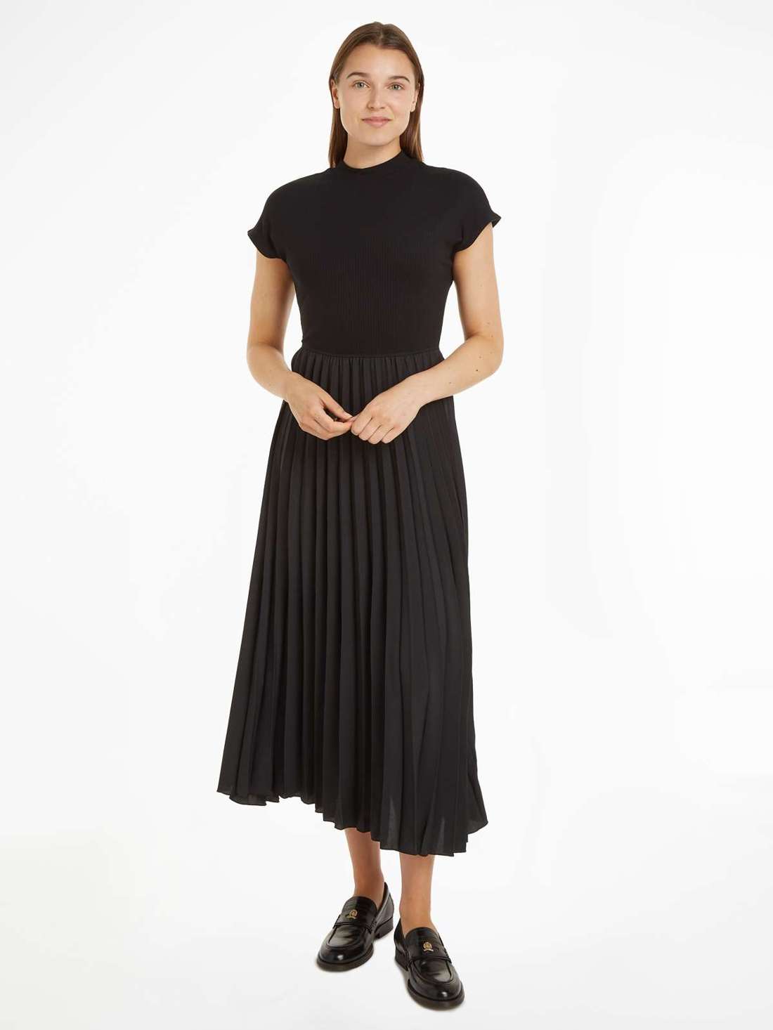 Платье из джерси с фирменной этикеткой 5X2 RIB MK-NK PLEAT MIDI DRS SS